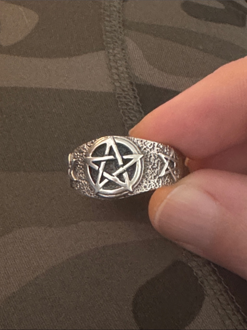 925 Sterling Silver Pentagram Star Ring